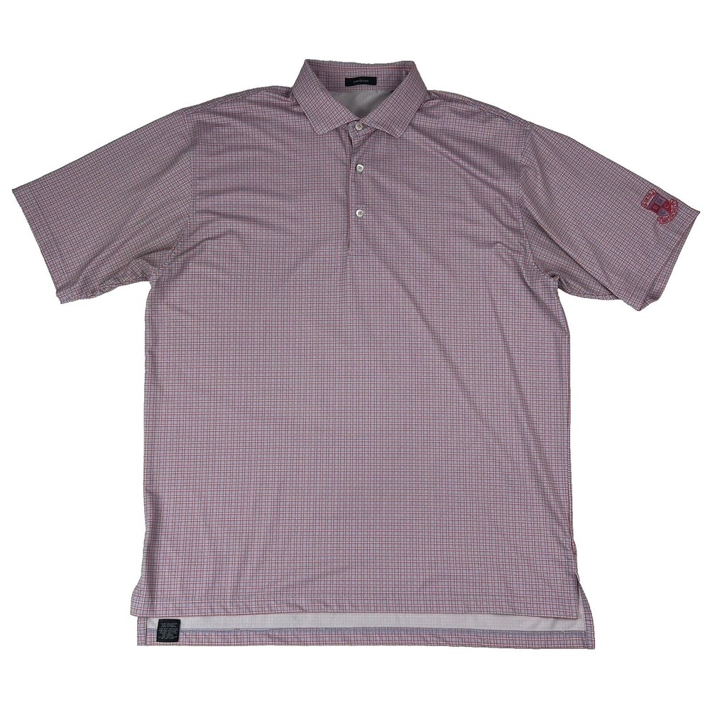 Turtleson Blue Red & White Check Short Sleeve Stretch Polo Shirt Mens Size XL